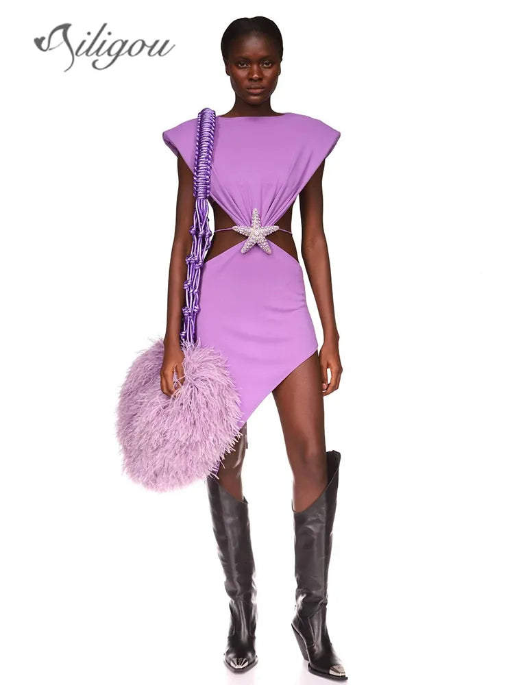 Diamond Starfish Belt Hollow Dress