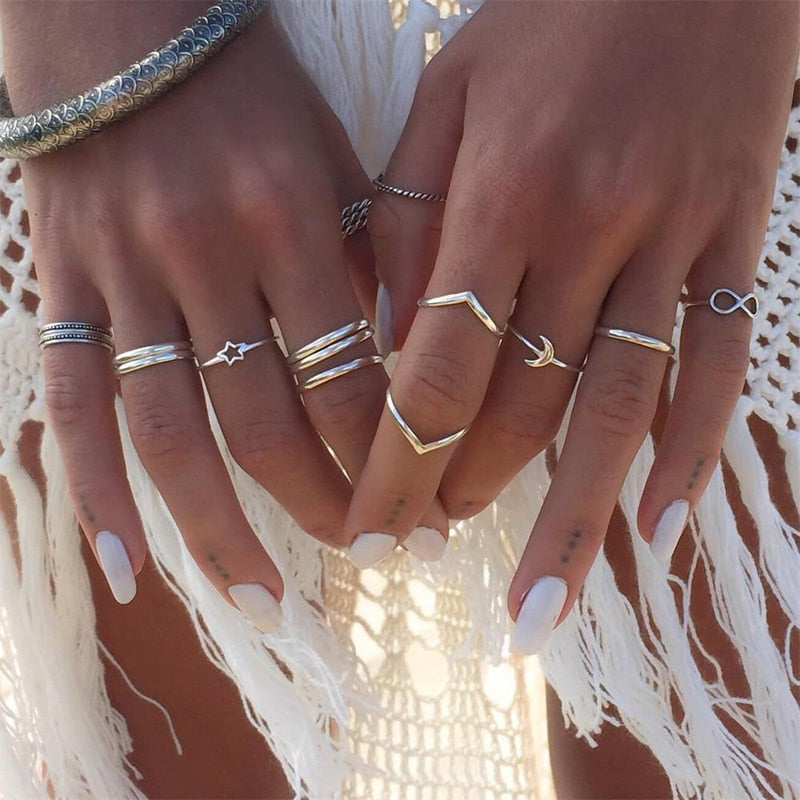 12pcs/sets Moon Ring Sets