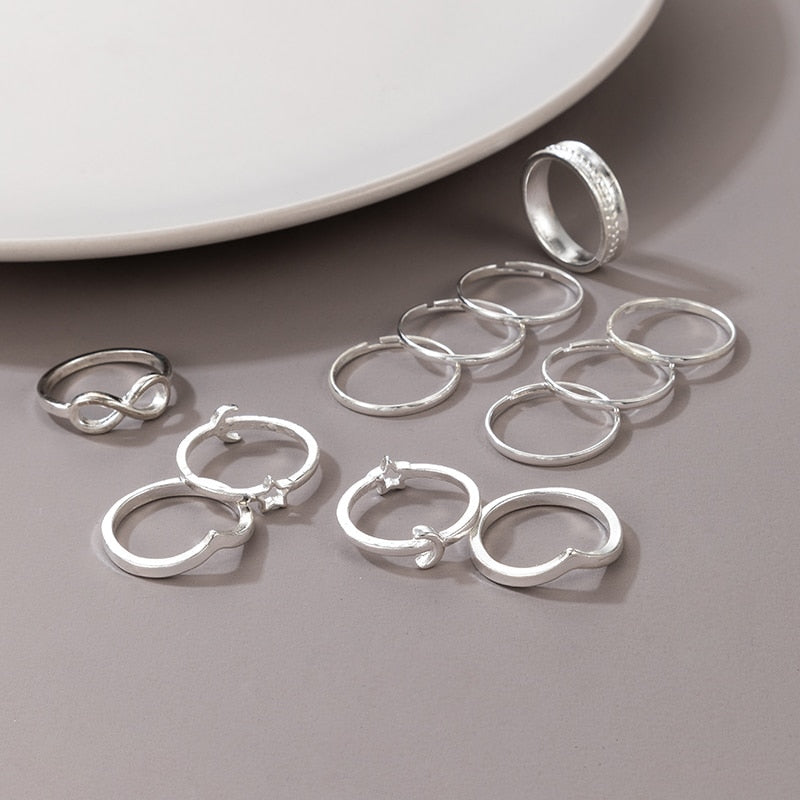 12pcs/sets Moon Ring Sets