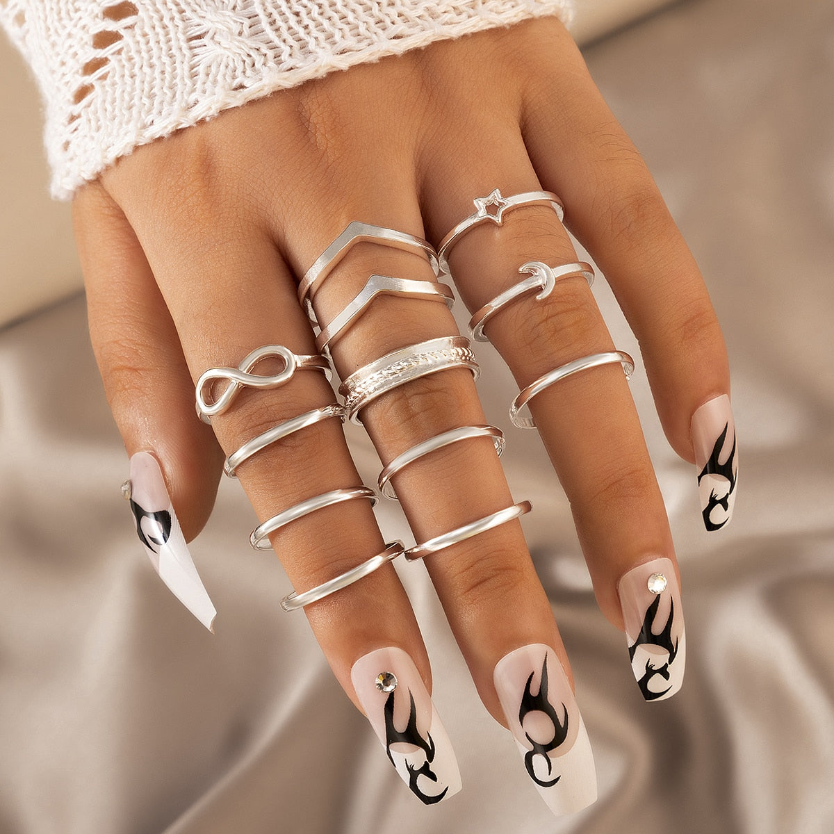 12pcs/sets Moon Ring Sets
