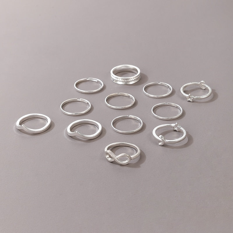 12pcs/sets Moon Ring Sets