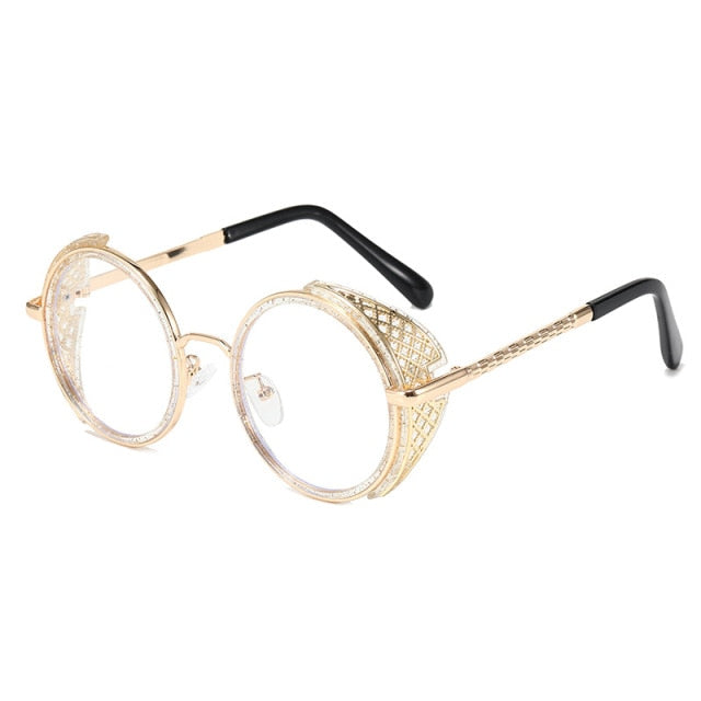 SHAUNA Retro Round Steampunk Sunglasses