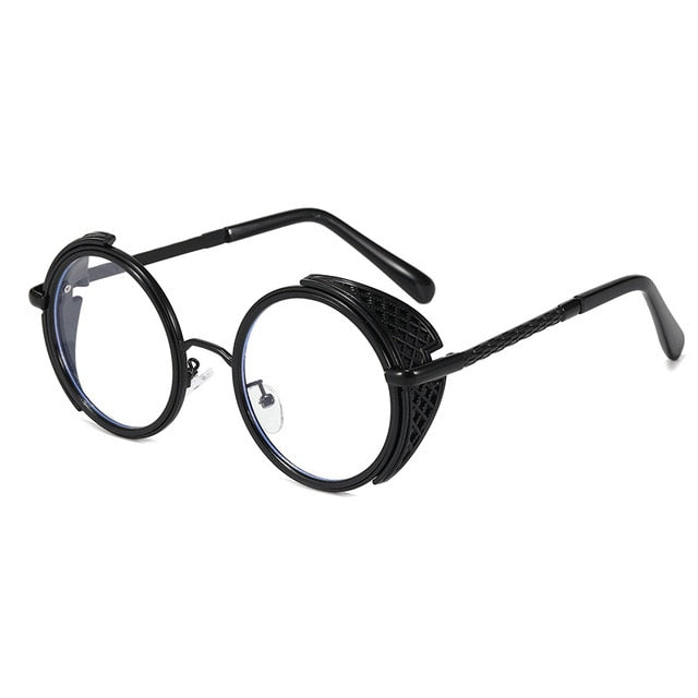 SHAUNA Retro Round Steampunk Sunglasses