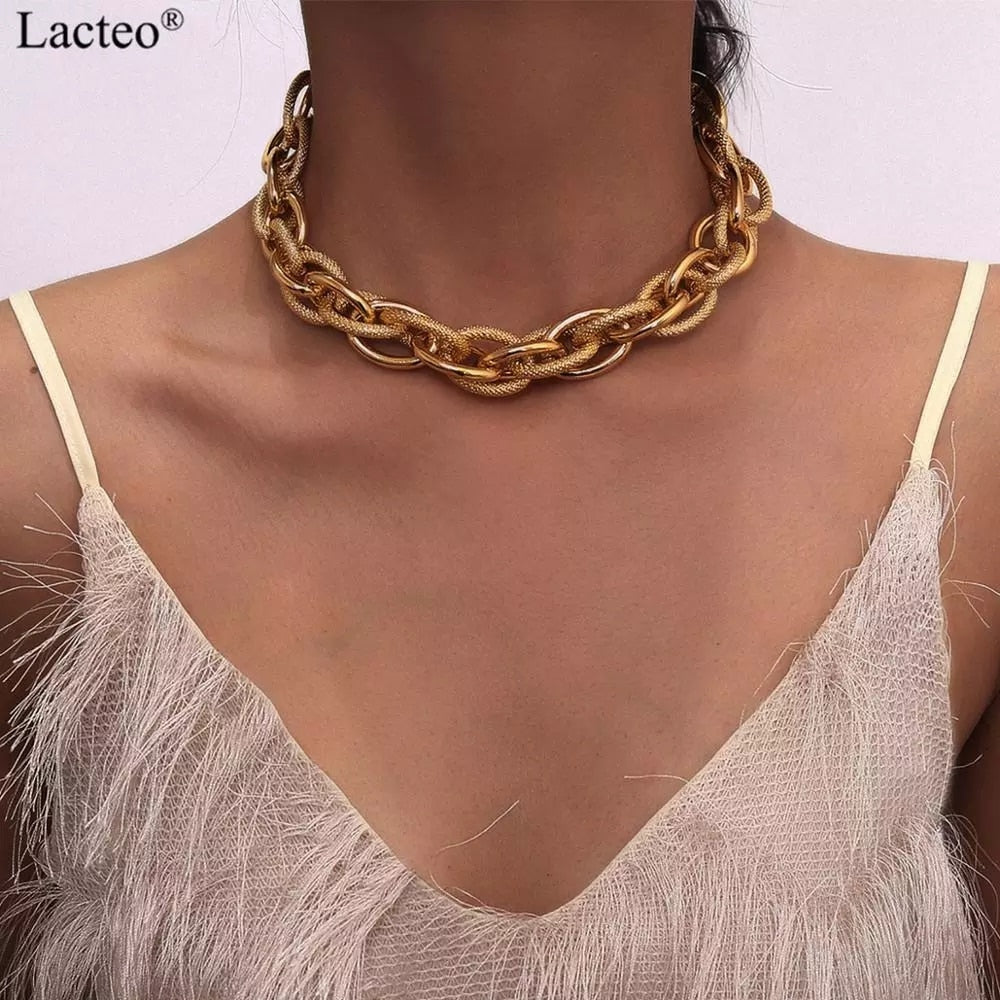 Lacteo Golden Metal Choker Necklace