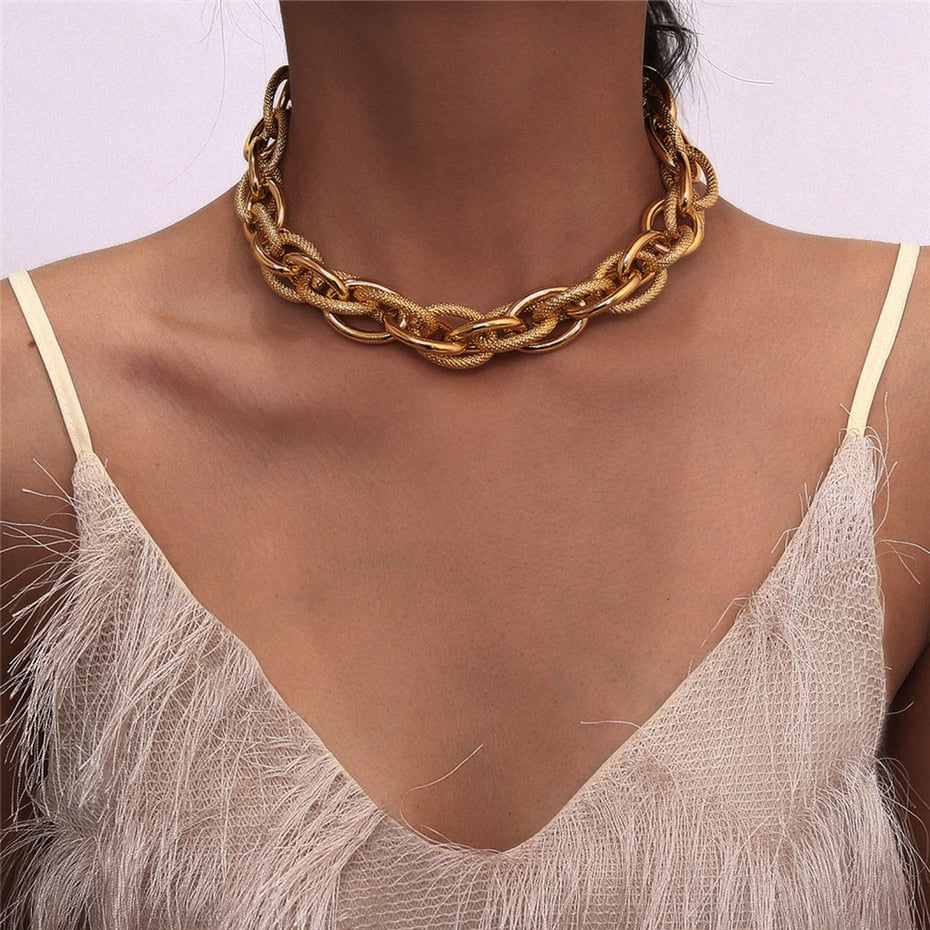 Lacteo Golden Metal Choker Necklace