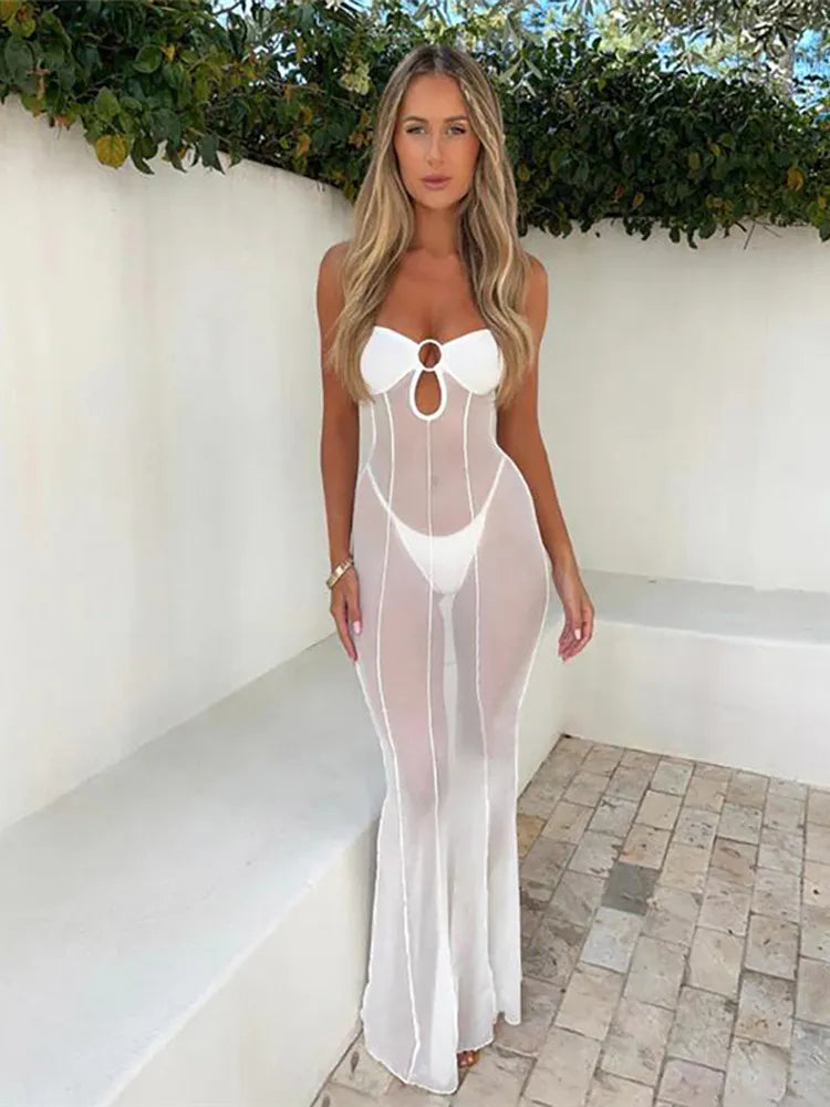 Miffie Mesh See Through Hollow Out Dress