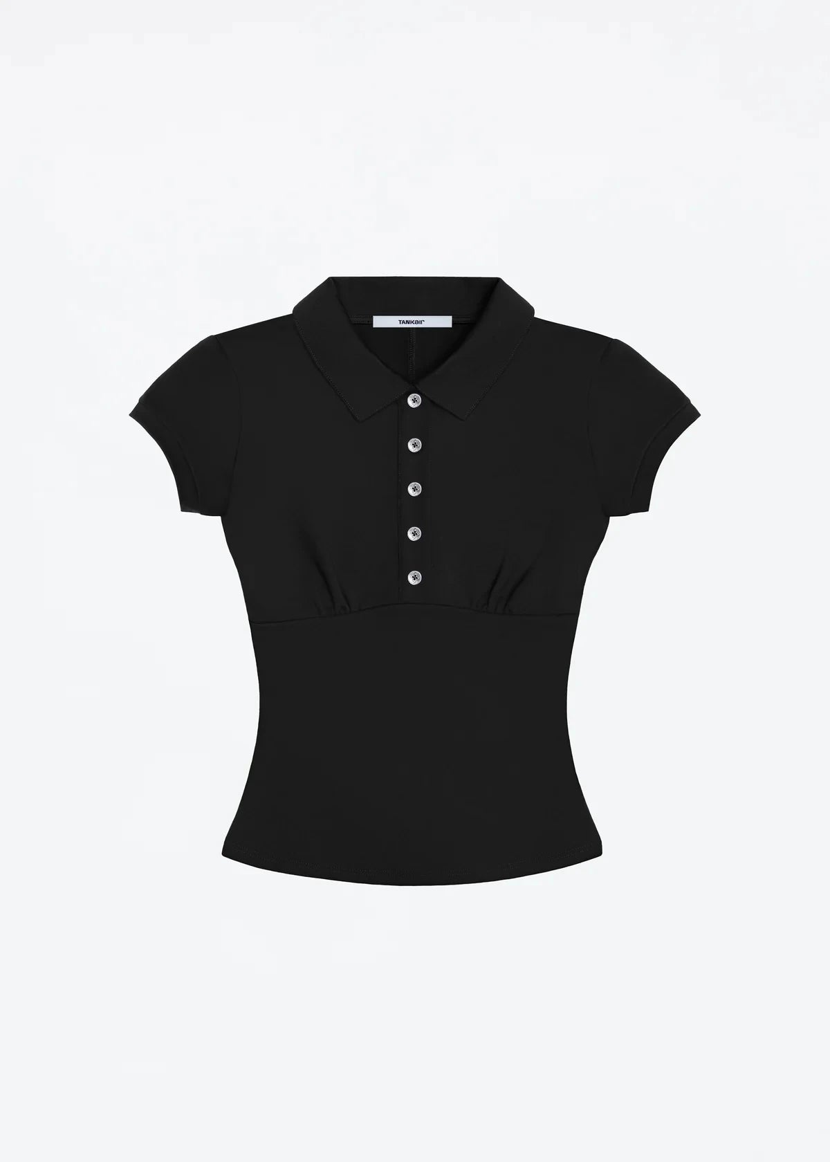Black Polo Collar Slim Top
