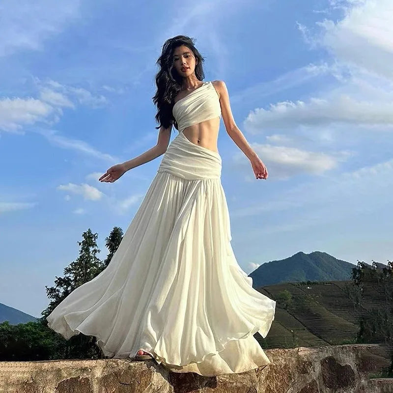 Virginia Elegant Pleated Long Dress