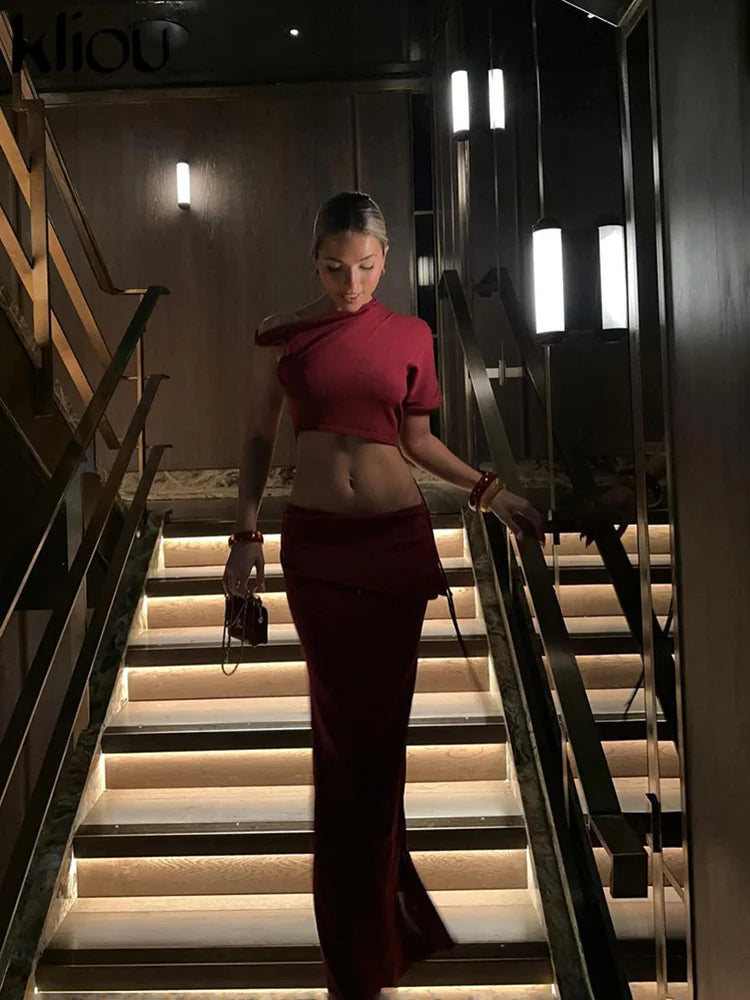 Villa Real Crop + Pleat Hip Skirt Set