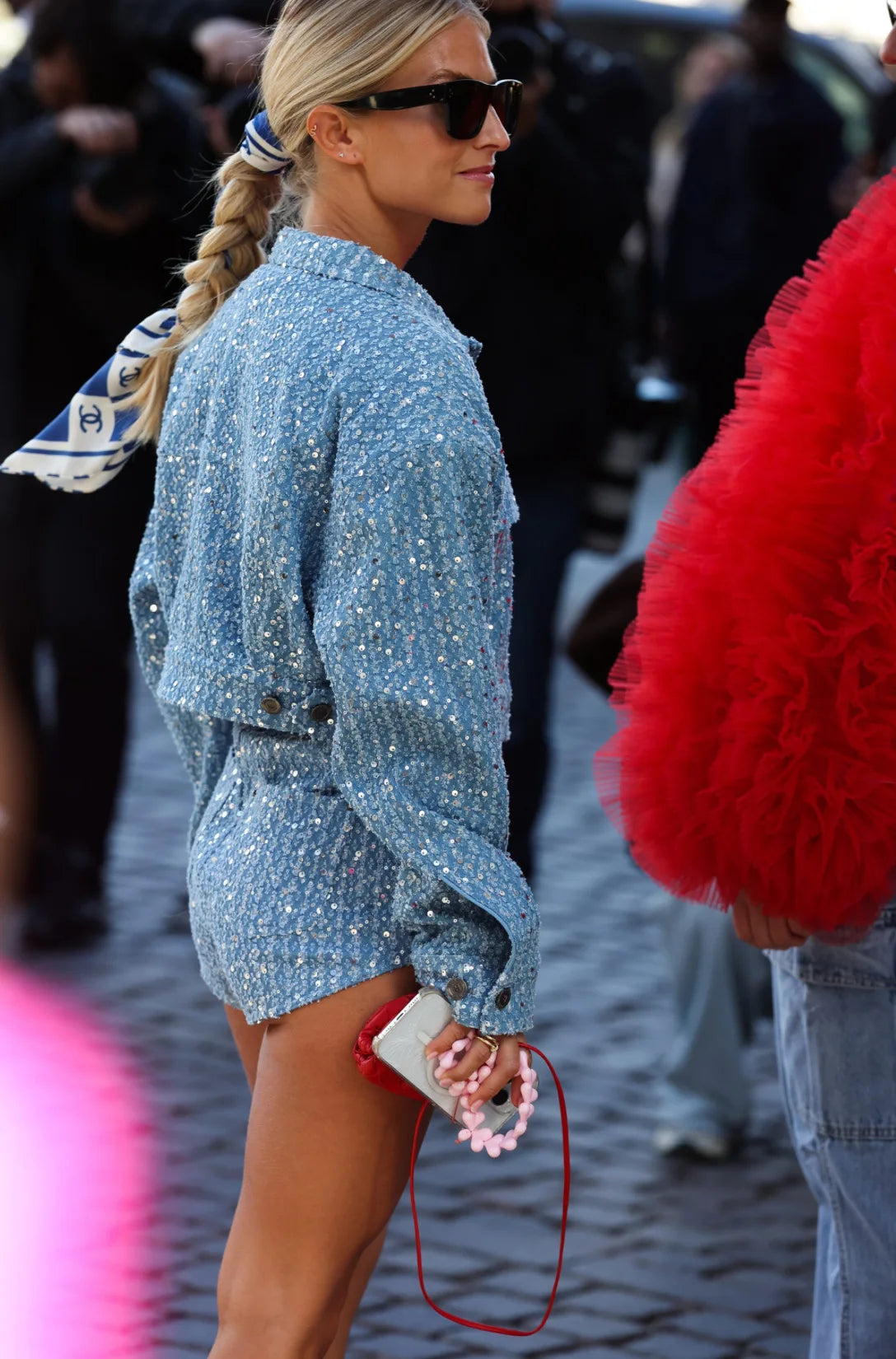 BKN Sequin Denim Two Piece Club Outfits