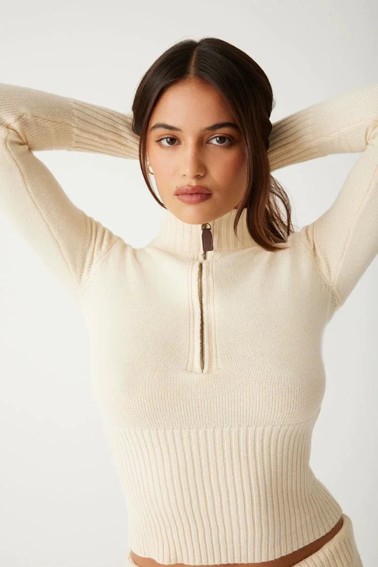 Frankies beige knit sweater top & Shorts