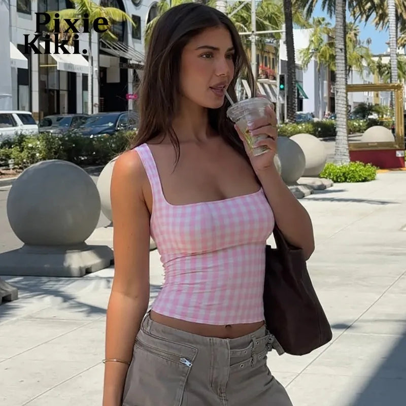 Felicity Plaid Pink Tank Top