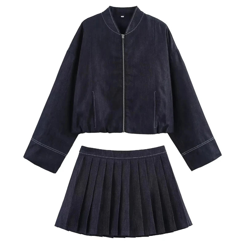 Skirt & Denim Jacket 2 Pieces Set