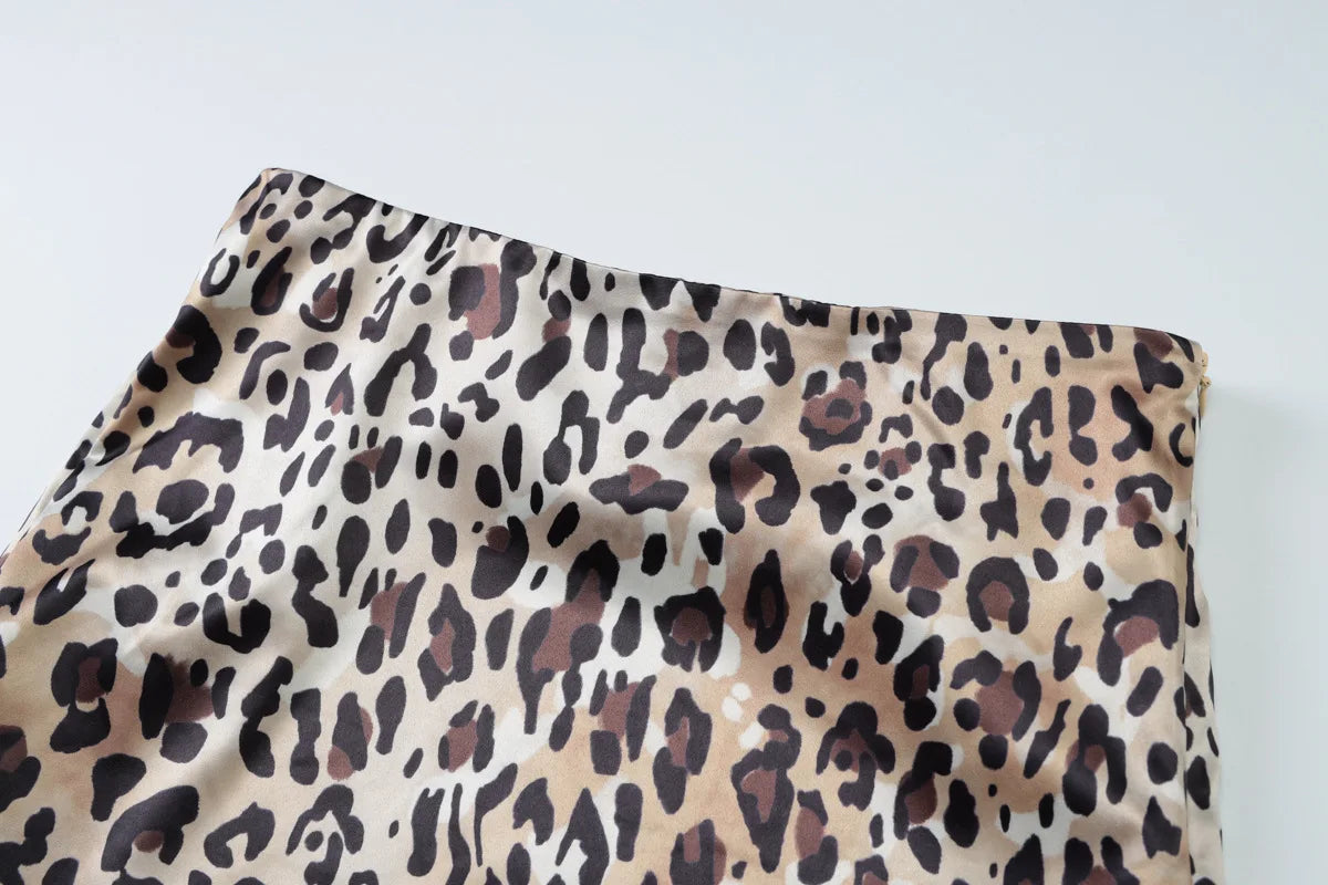 Leopard Bikini Bra and Skirt Set