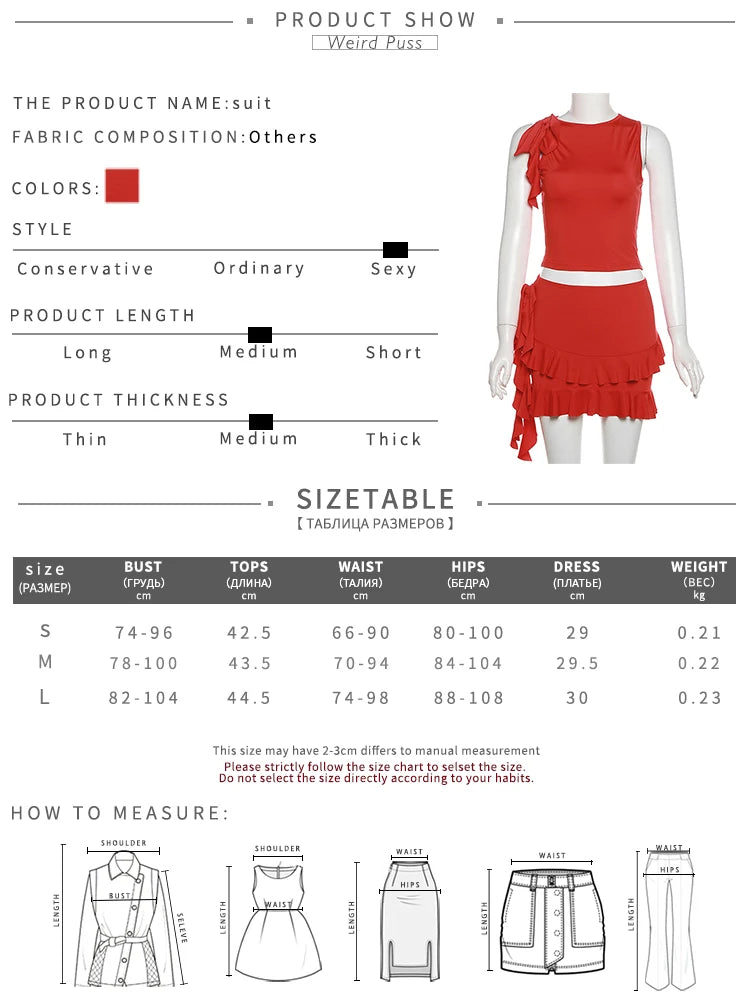 Tassel Mini Skirt+Bandage Slim Tank Top Set