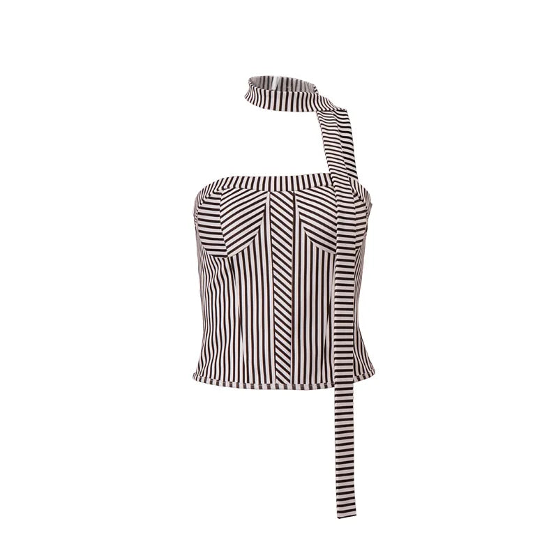 Retro Striped Tube Top Rave Wear