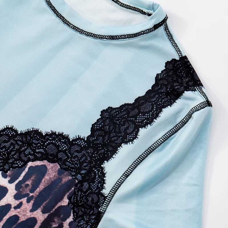 Retro Leopard Lace Print Top