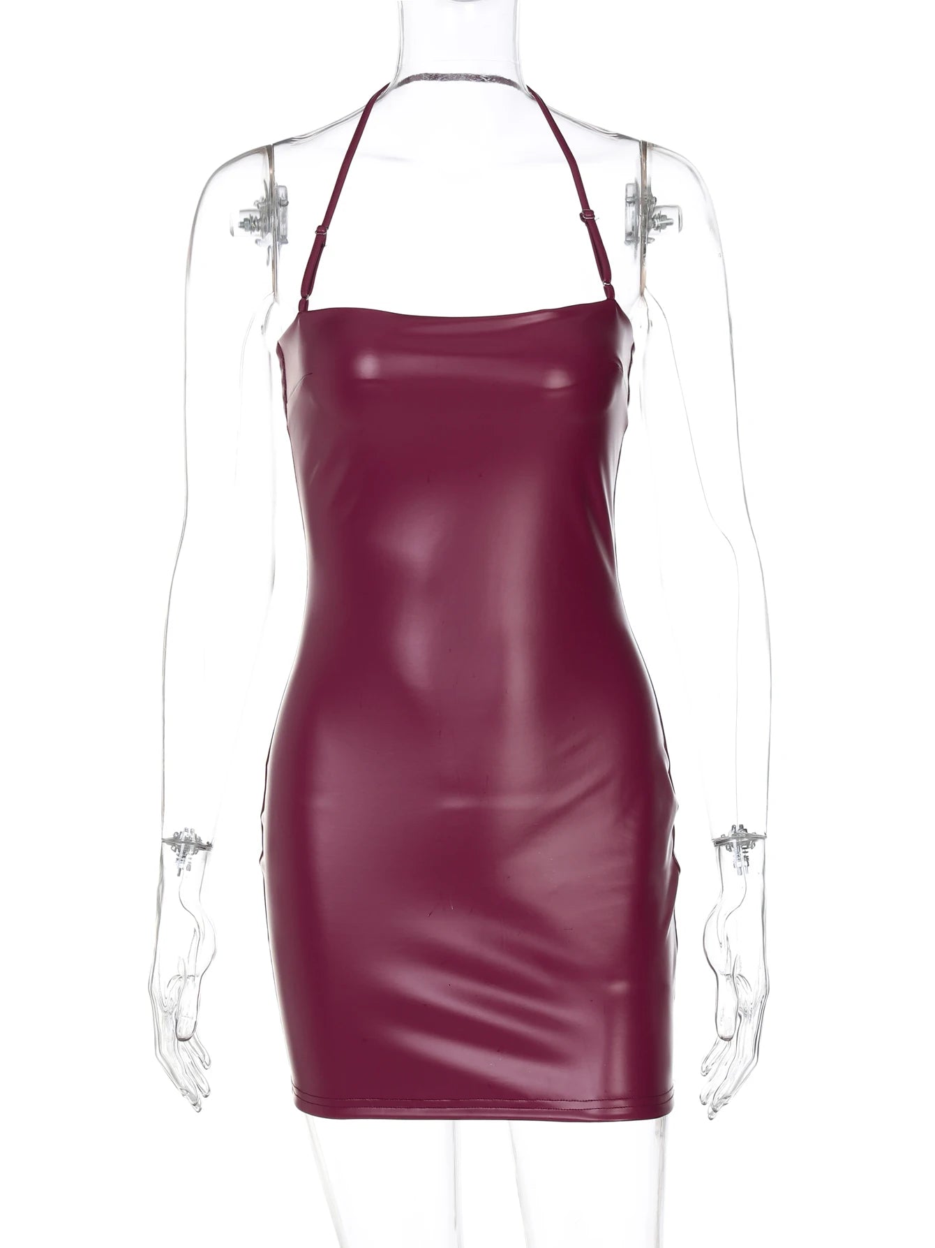 Tanya Burgundy Faux Leather Dress