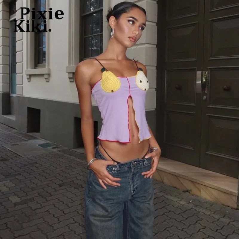 Apple Pum Fruit Embroidery Camis