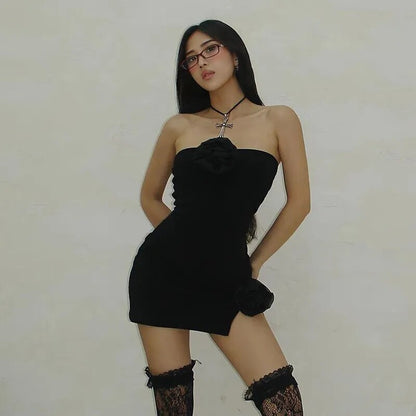 Seduction Flower Slim Strapless Mini Dress