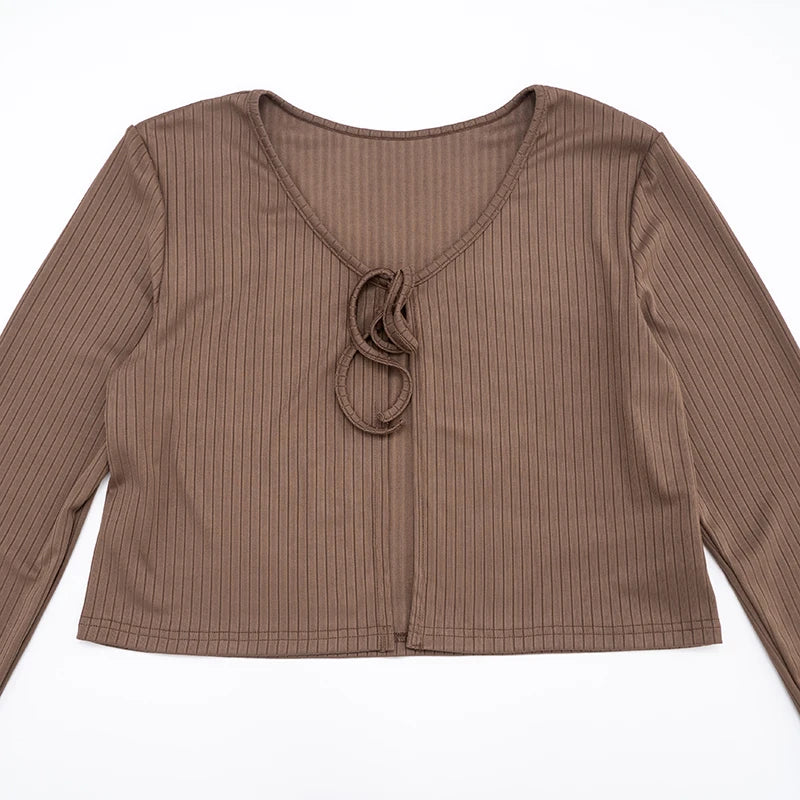 Top & Drawstring Wide-Leg Pants Casual Set