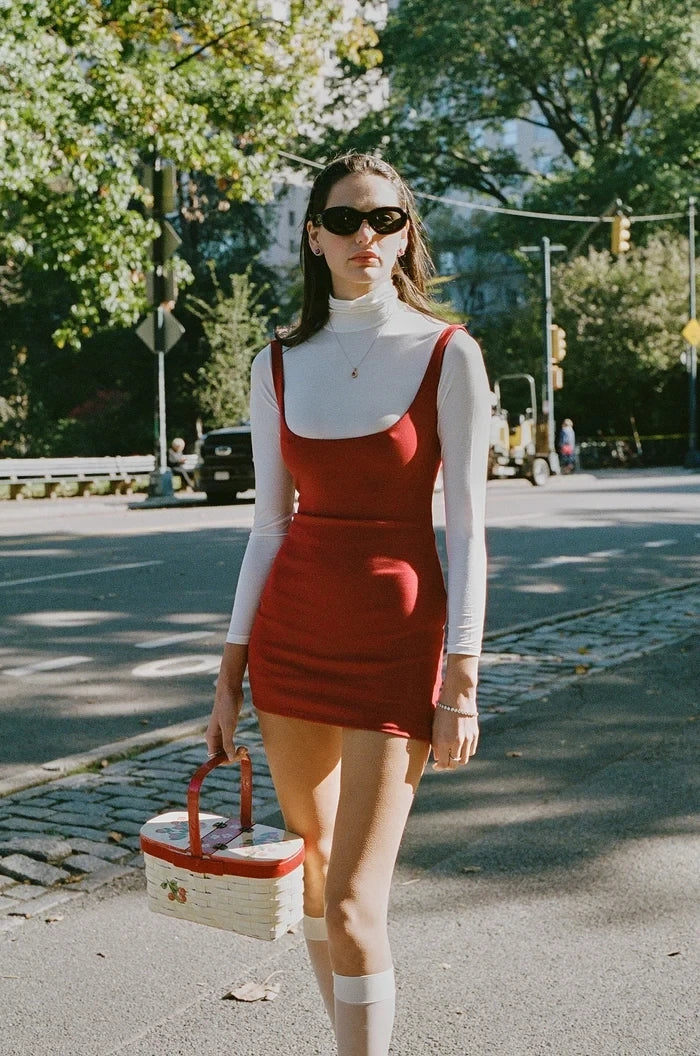 Eloise Collar Long Sleeve Top + Slip Backless Mini Dress Set