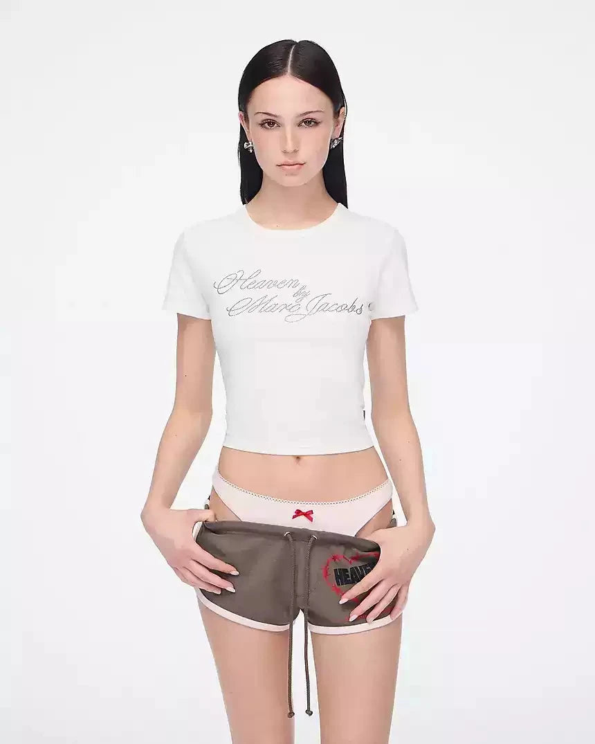 Heaven print faux two-piece shorts