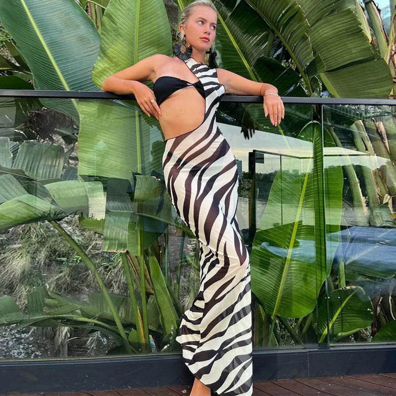 Tainty Zebra Beach Dress