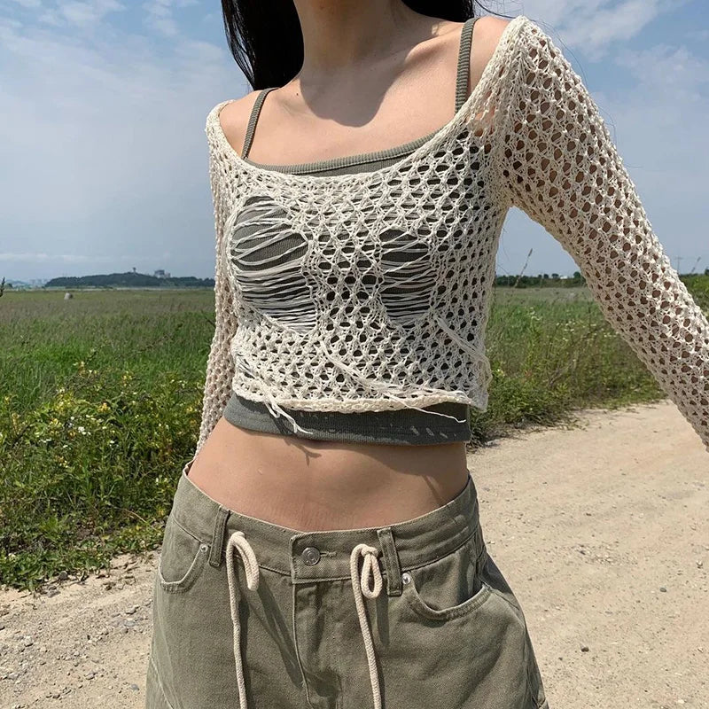 Knit Rib Out Crop Top Tank