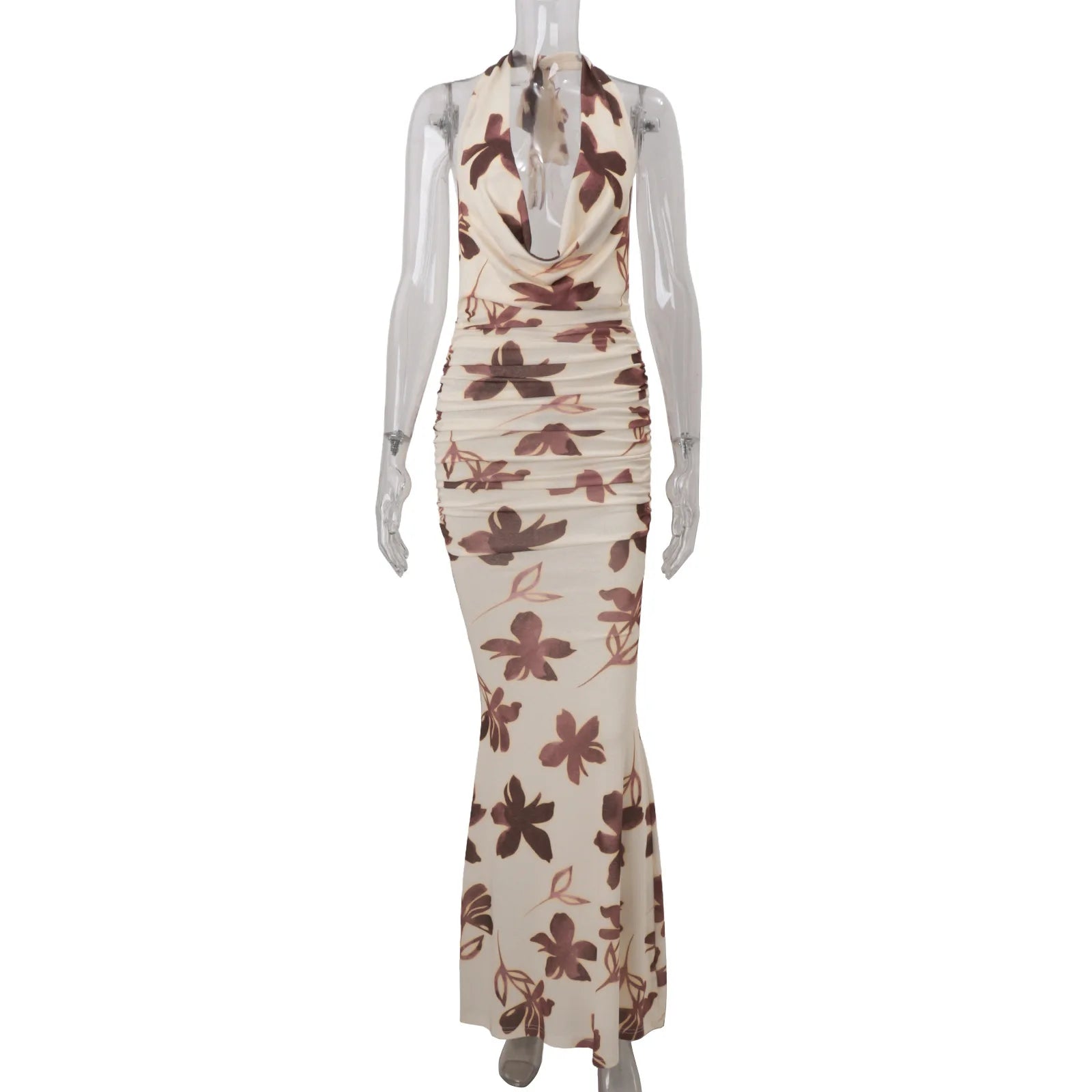 Maria Backless Halter Draped Maxi Dress