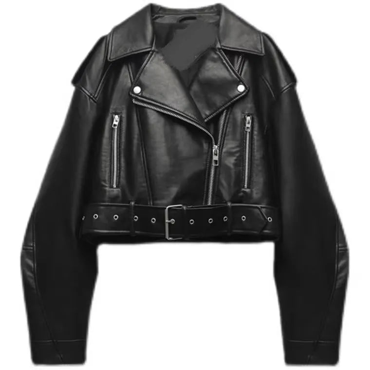 Pu Faux Leather Moto Biker Jacket