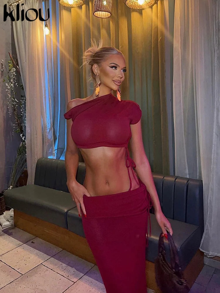 Villa Real Crop + Pleat Hip Skirt Set