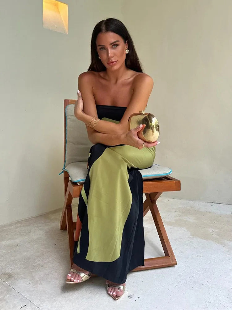 Olive Strapless Off Shoulder Dress