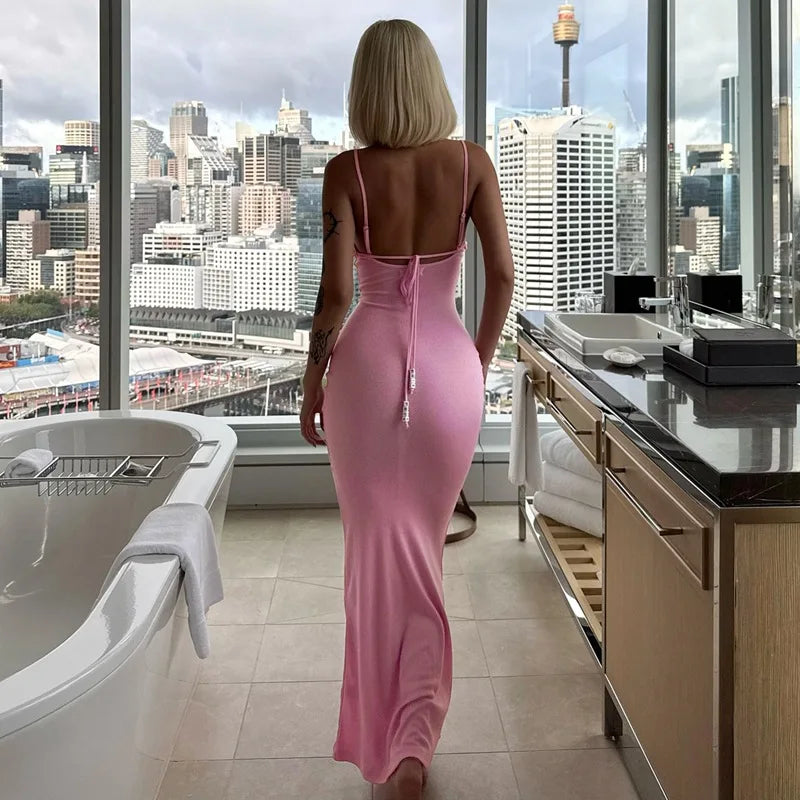 Hot Girl Backless Slip Maxi Dress