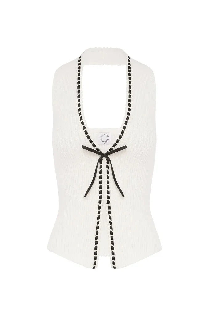 With jean bow lace-up top