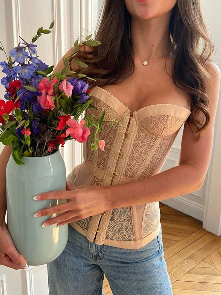 Lace Vest Slim See Through Party tank Top