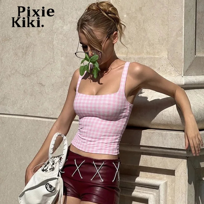 Felicity Plaid Pink Tank Top