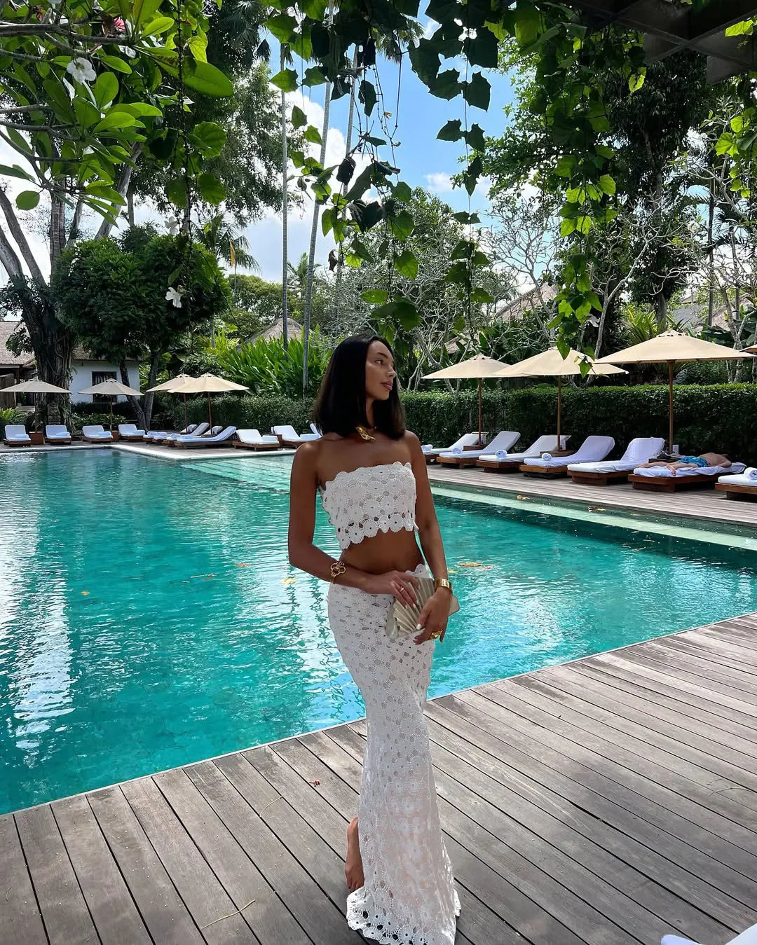 New Tube Top Hollow Out Beach Dress