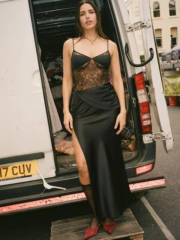 Vero See Through Lace Maxi Dress