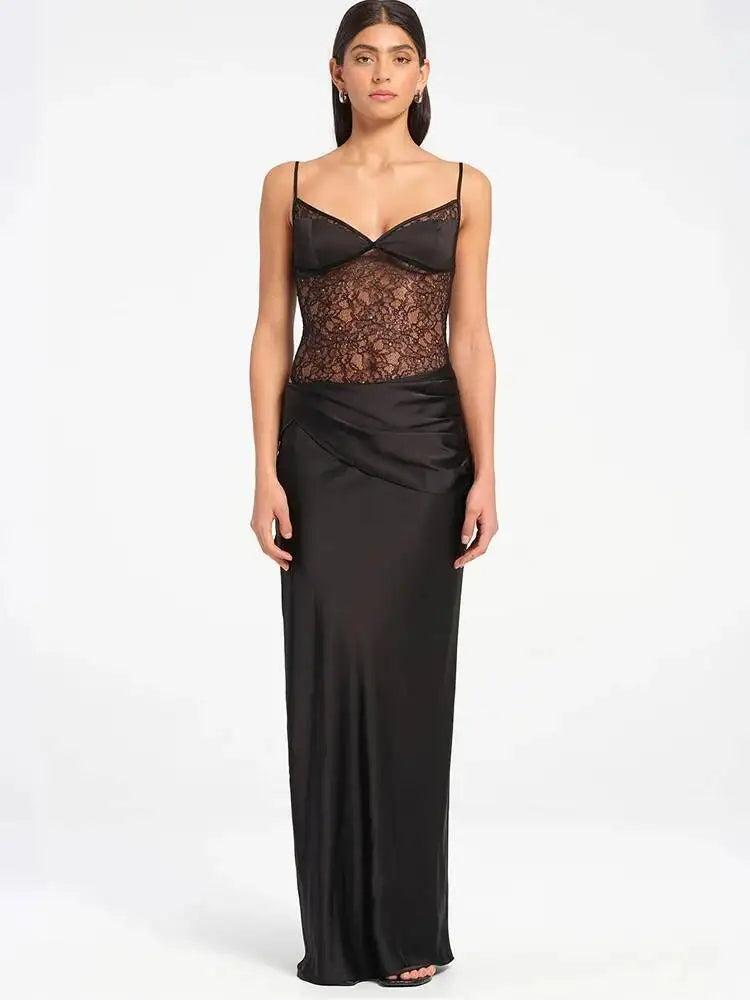 Vero See Through Lace Maxi Dress