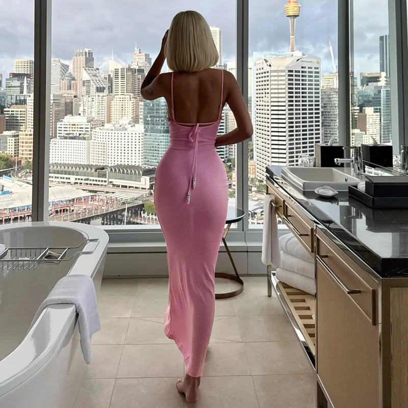 Hot Girl Backless Slip Maxi Dress