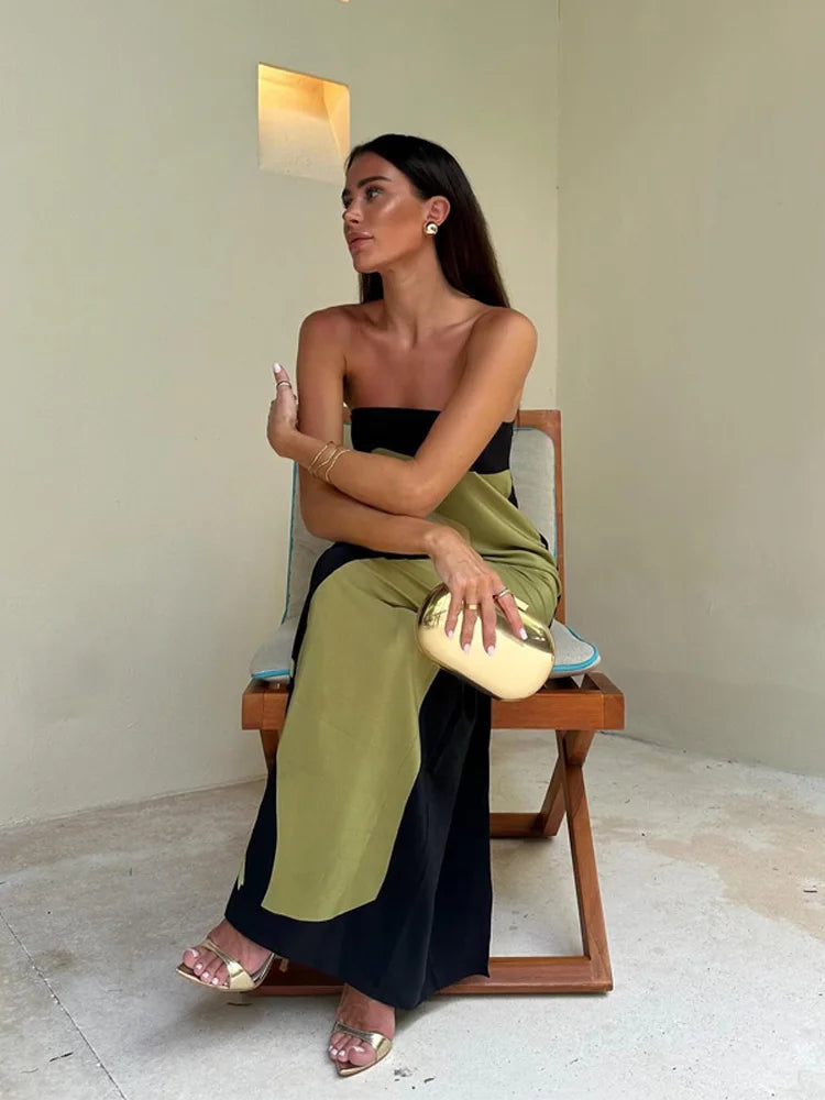Olive Strapless Off Shoulder Dress