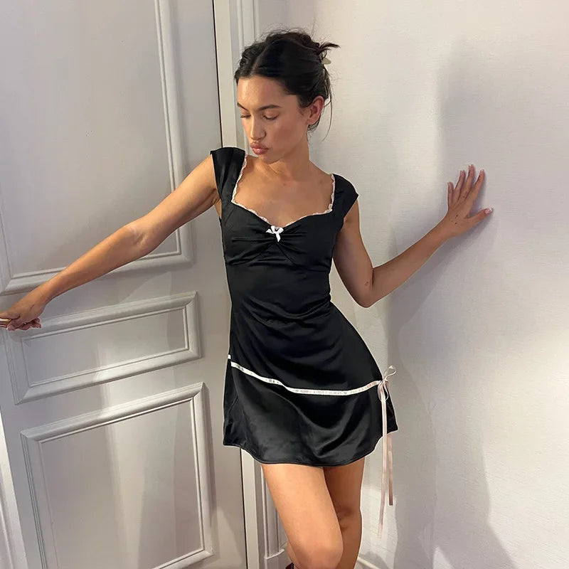 Amy Satin Spaghetti Strap Mini Dress