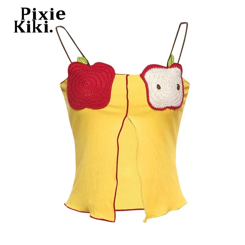 Apple Pum Fruit Embroidery Camis