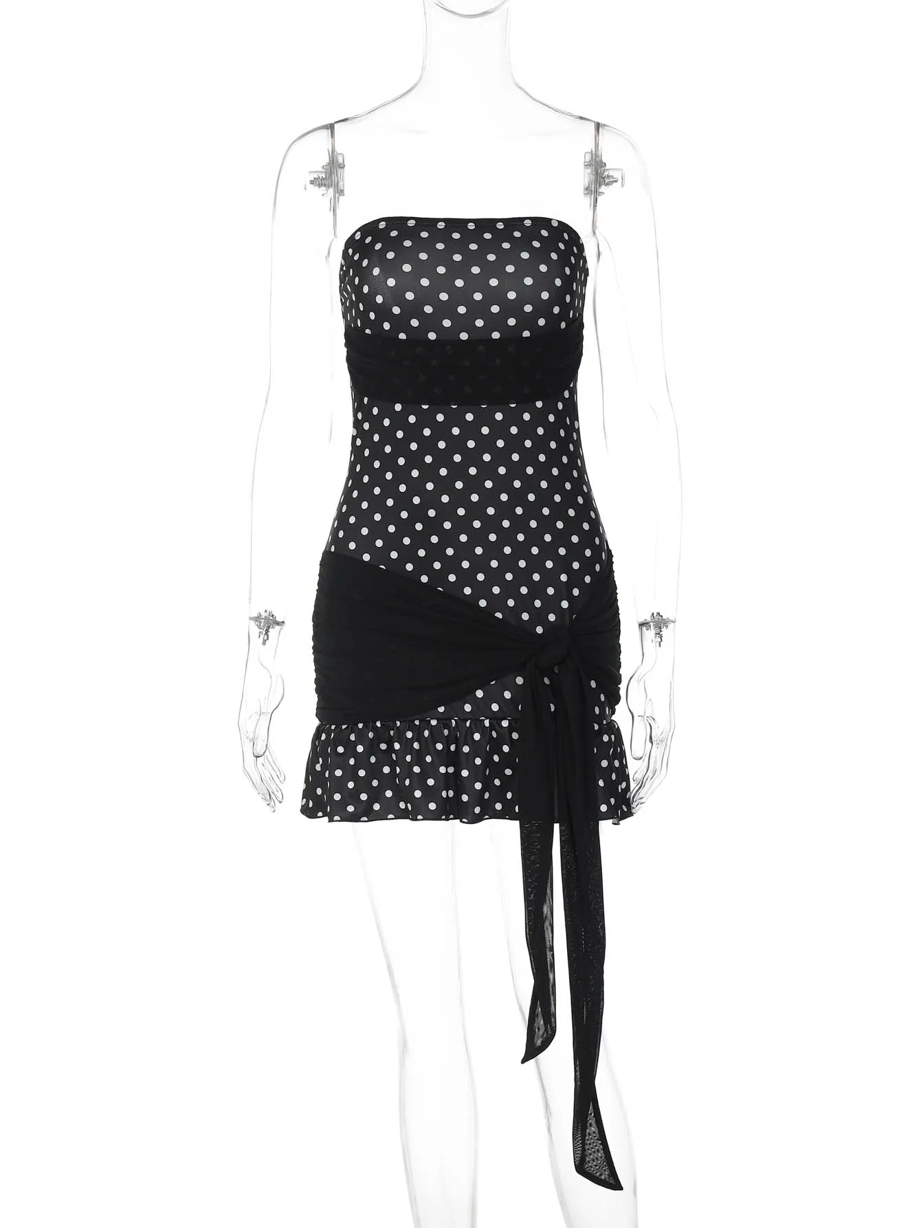 Bristol Lace Up Polka Dot Mini Dress