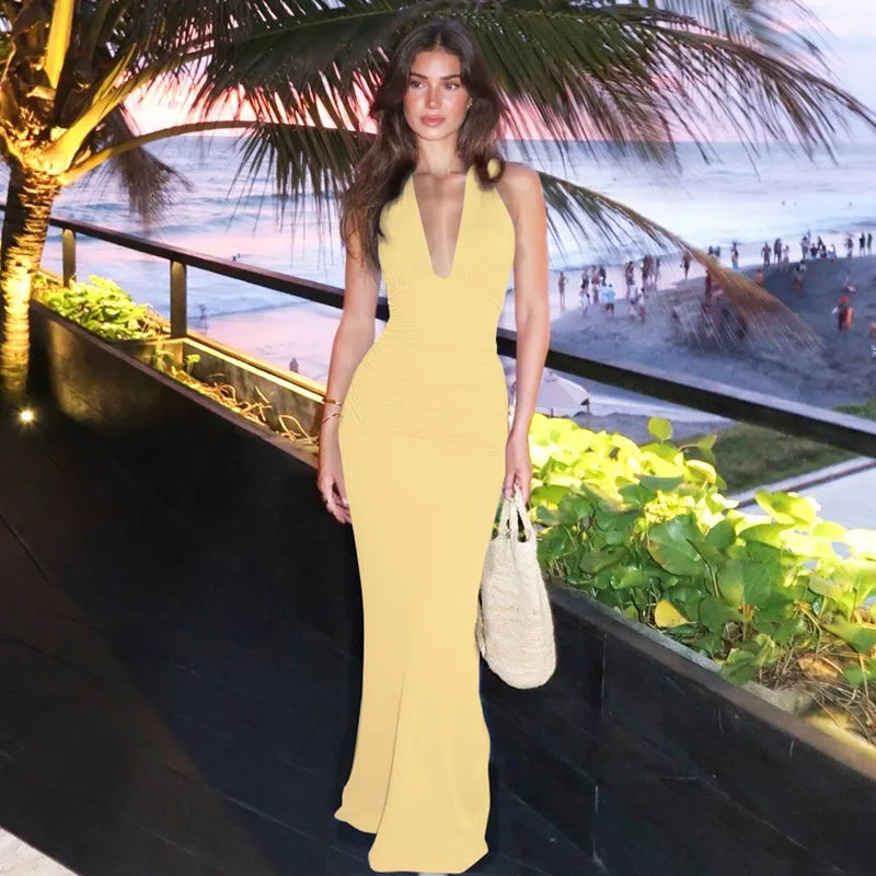 Belle V Neck Maxi Dress