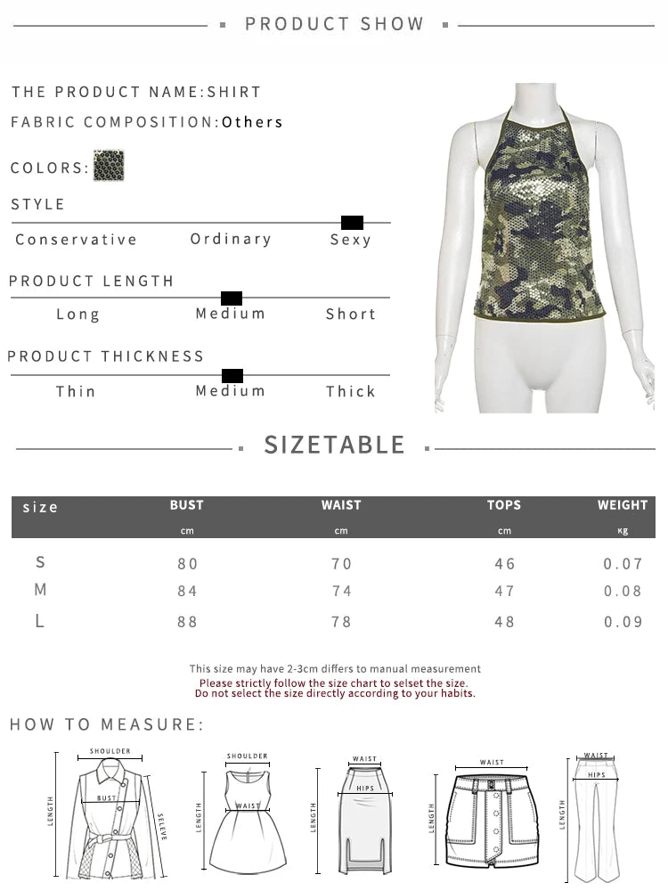 Krissy Camo Sequin Tank Top