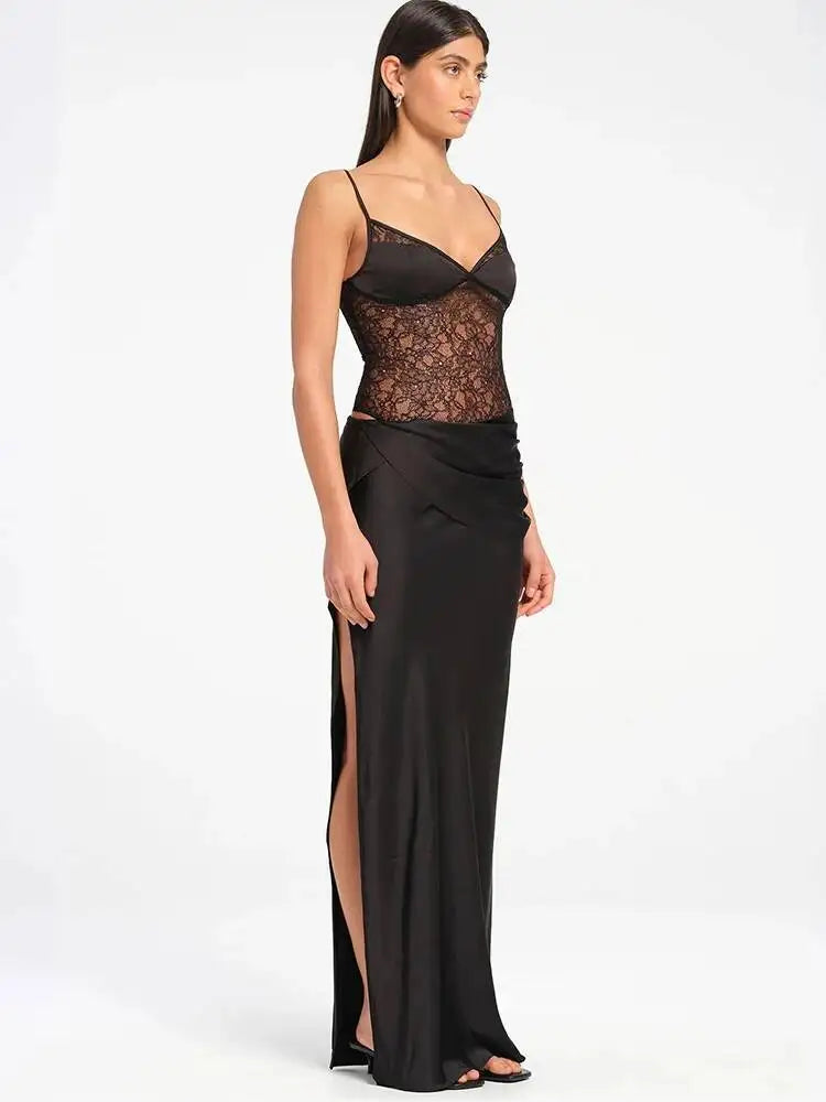 Vero See Through Lace Maxi Dress