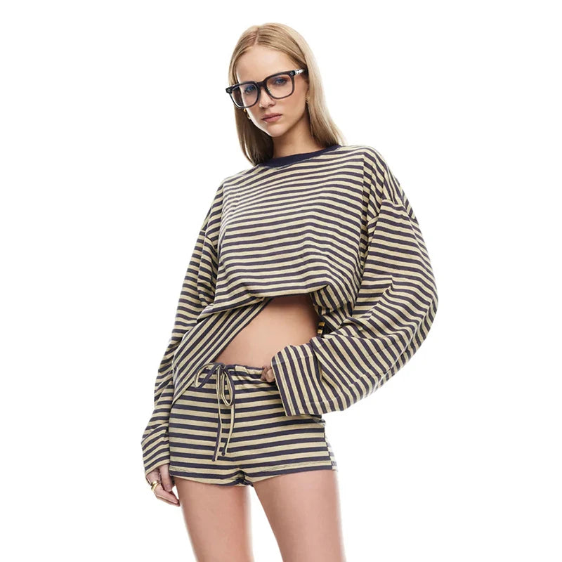 Melanie Sweatshirt & Drawstring Shorts Set