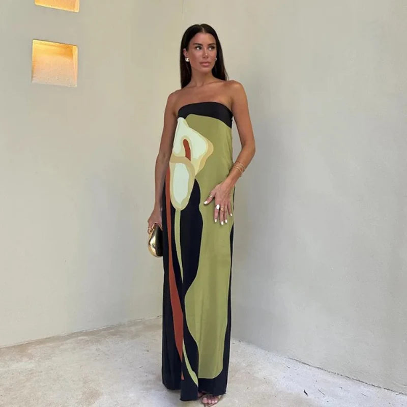 Olive Strapless Off Shoulder Dress
